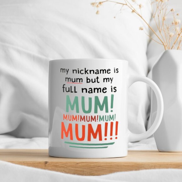 Funny Mum Mug – “My Nickname is Mum” 11oz White Ceramic Coffee Cup - Picture 3 of 4